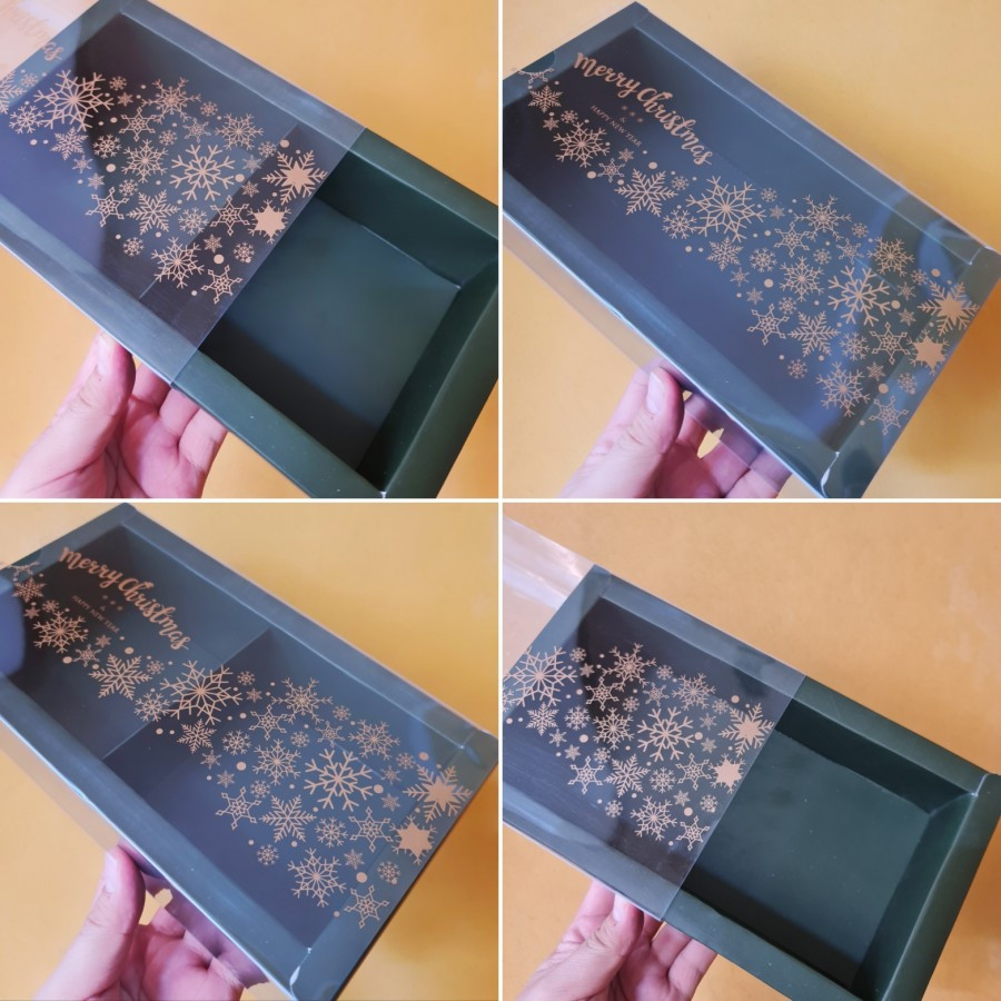 

( 5 Pcs ) Dus Christmas Box Hampers Mika Natal Warna Hijau Kotak kue pie ukuran 22 x 11 x 6