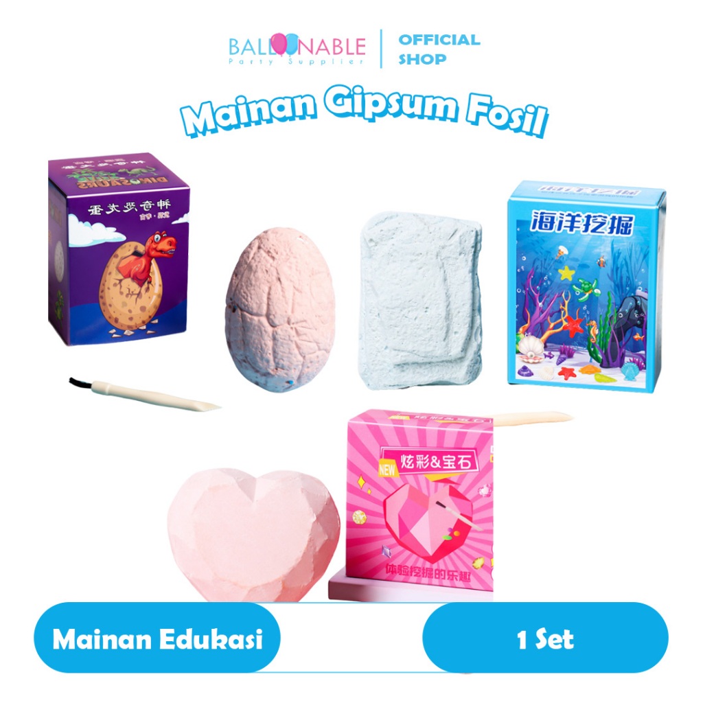 Mainan Anak Gipsum Fosil Dinosaurus Arkeologi Permata Mutiara
