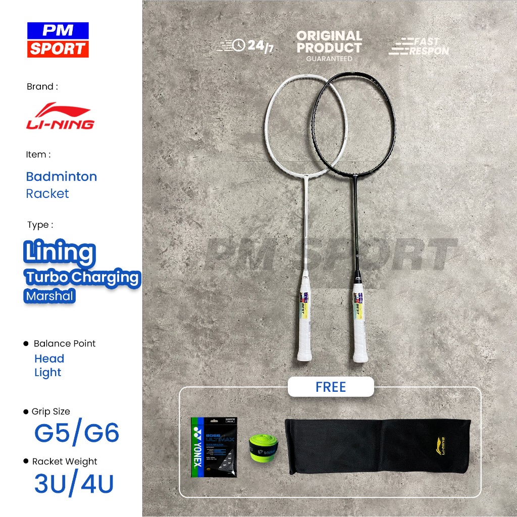 RAKET BADMINTON / BULUTANGKIS LINING TURBOCHARGING MARSHAL TURBO CHARGING ORIGINAL