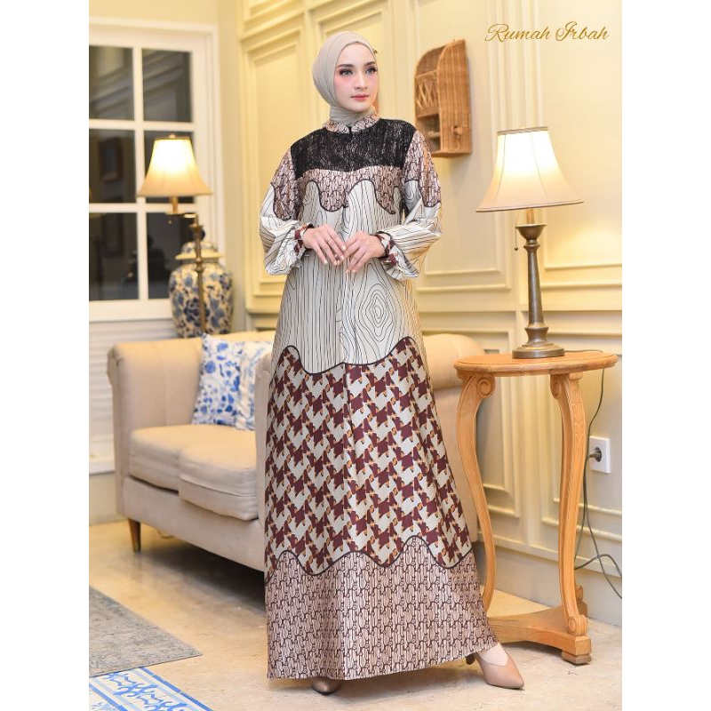 Gamis Motif Batik bahan Silk Premium Murah