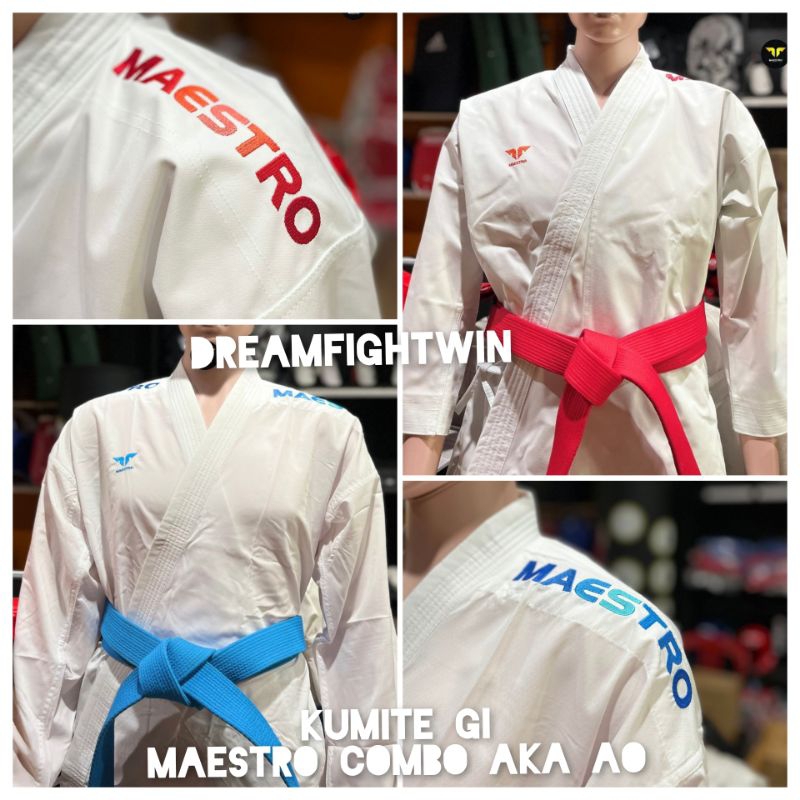 seragam karate maestro kumite aka ao combo baju latihan