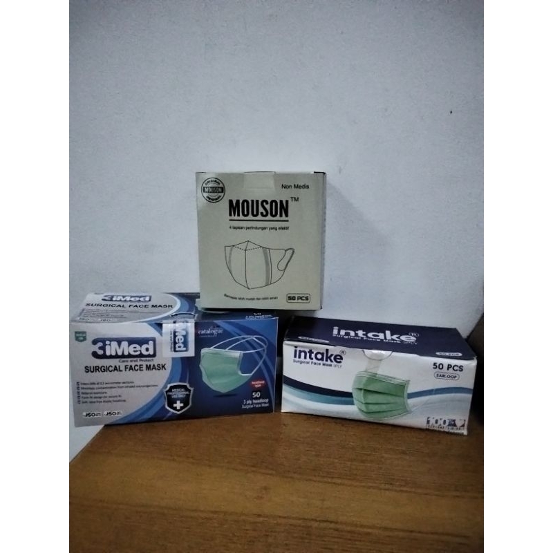 Pakethemat3pack/MaskerHijab3imed/earloopMouson/headloopintake/3ply/50pcs
