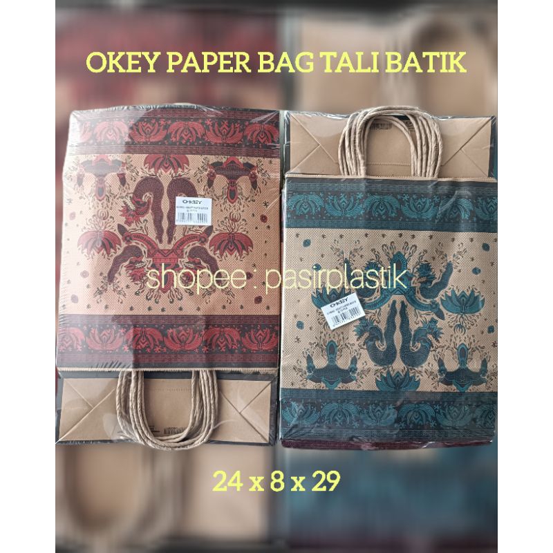 

OKEY PAPERBAG BATIK TALI 24X29 LEBAR 8CM ISI 10 BUAH PAPER BAG TAS KERTAS KARTON KRAFT SOUVENIR KADO