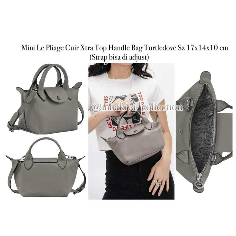 Mini Le Pliage Cuir Xtra Top Handle Bag Turtledove