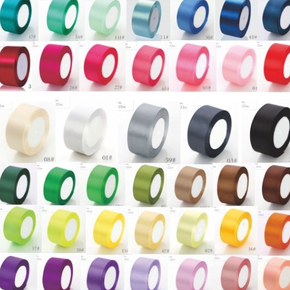 

22 Meter Pita Satin Premium Impor lebar 4 cm untuk bucket bunga kado dll part 1 Harga per Roll 22 Meter