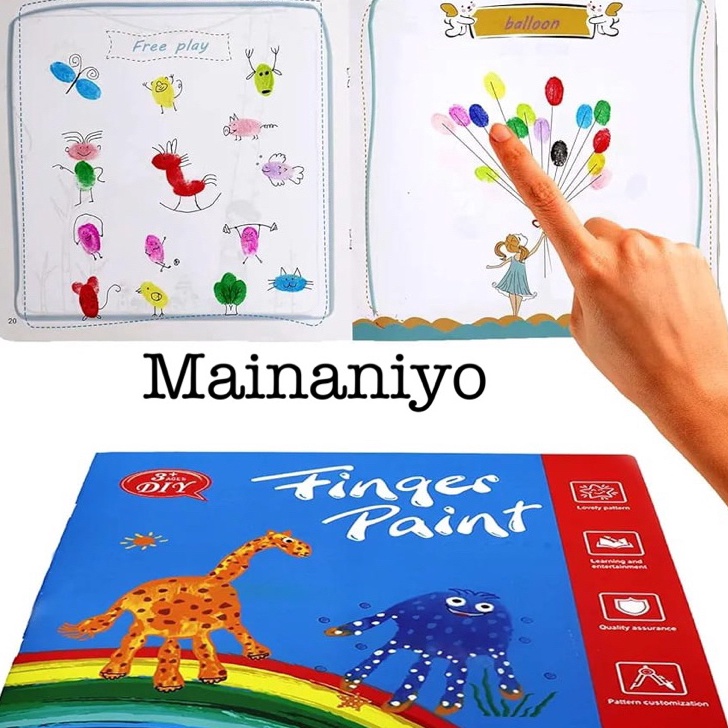 

BUKU Finger paint Mainan Edukasi Finger Hand Painting Book Washable for Kids Buku Montessori Melukis Dengan Cat Warna Jari Untuk AnakAnak mainaniyo