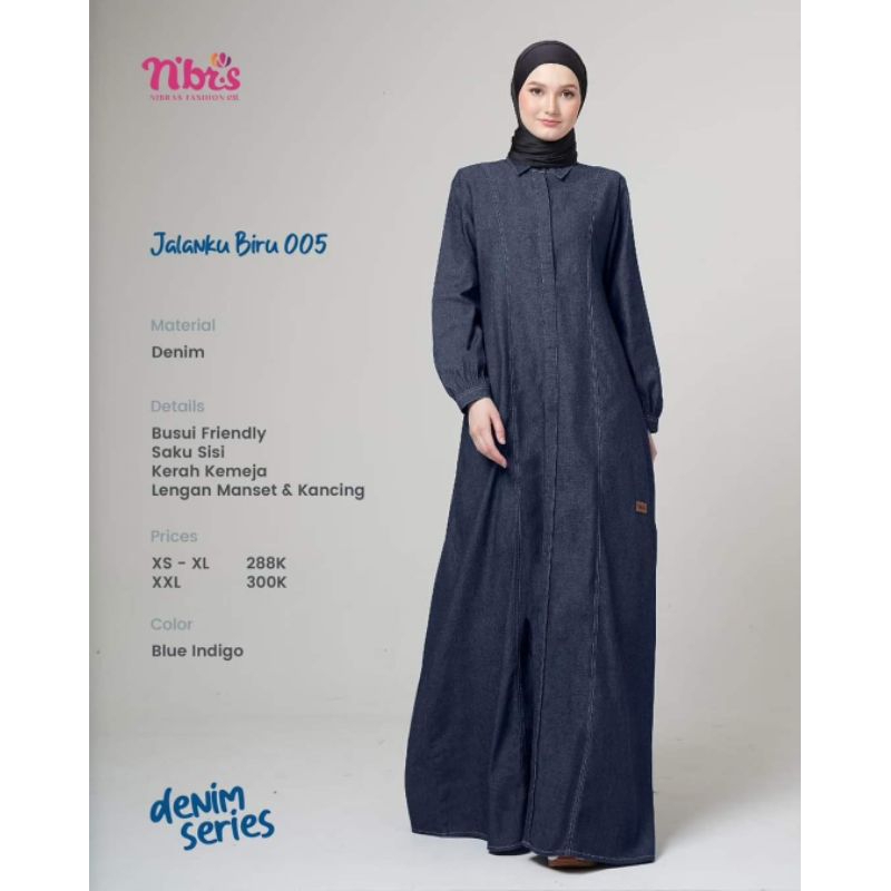Gamis Nibras Jalanku Biru 005 Denim