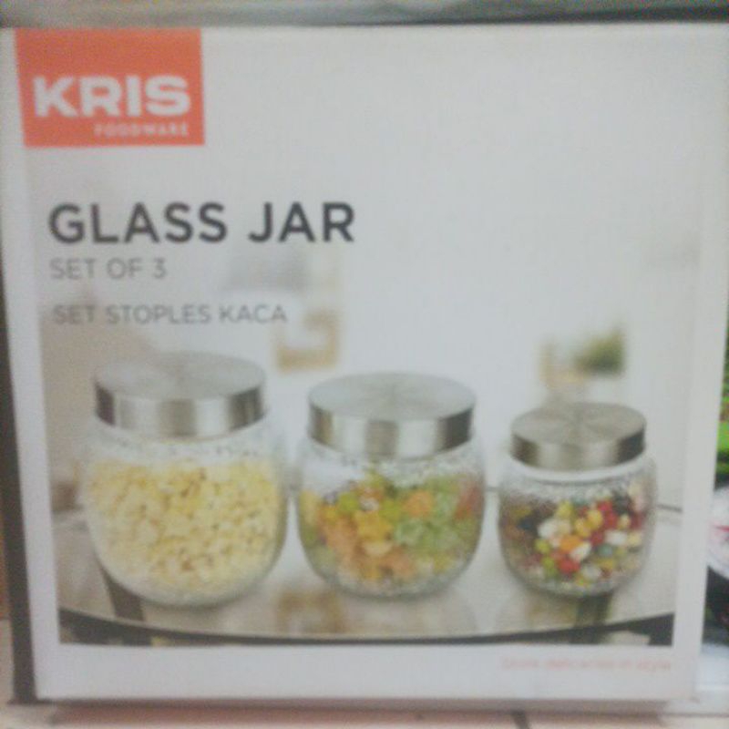glass jar set of 3 set stoples kaca