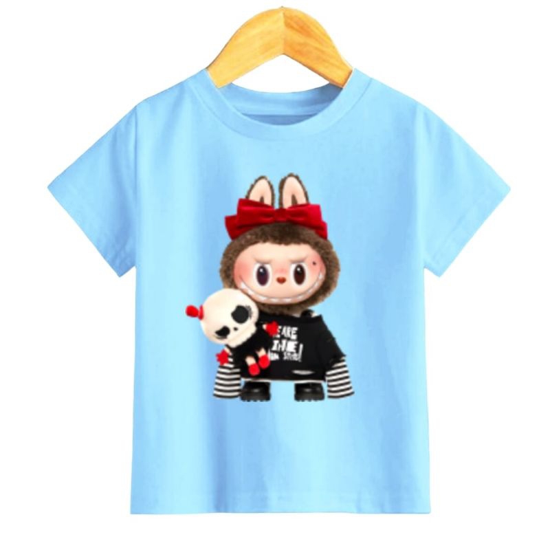 Baju kaos oblong Anak Remaja dan Dewasa motip LABUBU TENGKORAK