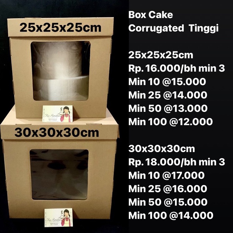 

Box Cake Corrugated Tinggi 25x25x25cm Min 3 bh