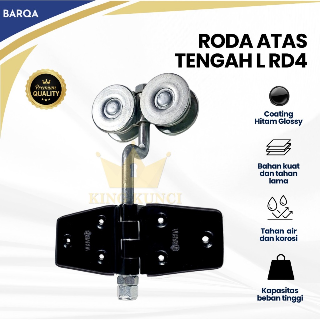Roda atas tengah L roda 4 hitam pintu garasi sliding kayu alumnium BARQA komponen pintu garasi slidi