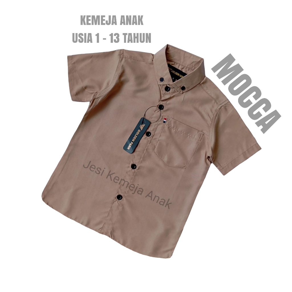 Kemeja Anak Warna Mocca Lengan Pendek / Outfit Anak Kasual Kekinian