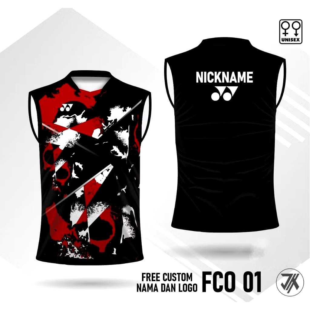 Tshirt Jersey Singlet Badminton ynx/Kaos Jersey Singlet Bulu tangkis FCO 05 Free Custom Nama dan Log
