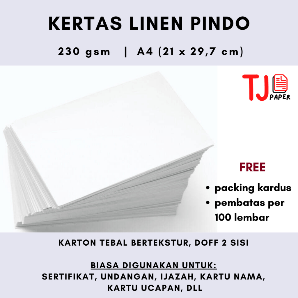 

(50 lembar) Karton n Tebal 230 gsm A4 - dodeli