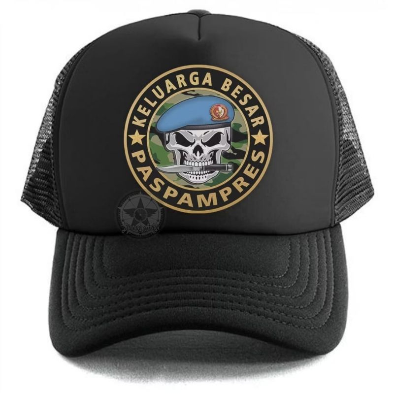 TOPI JARING TRUCKER PASPAMPRES TENGKORAK LORENG HIJAU