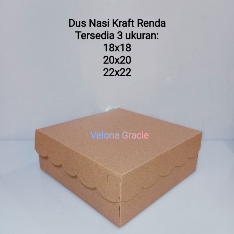 

Dus Nasi Kraft 2x2 Renda per 5 pcs Kotak Catering non laminasi