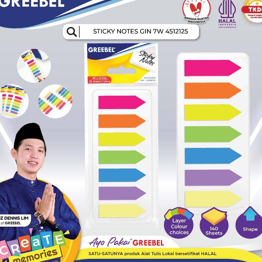 

READY GAN GREEBEL STICKY NOTES GIN 7W 4512125Memo Pad NoteDIY PlannerKertas Bentuk Warna warni
