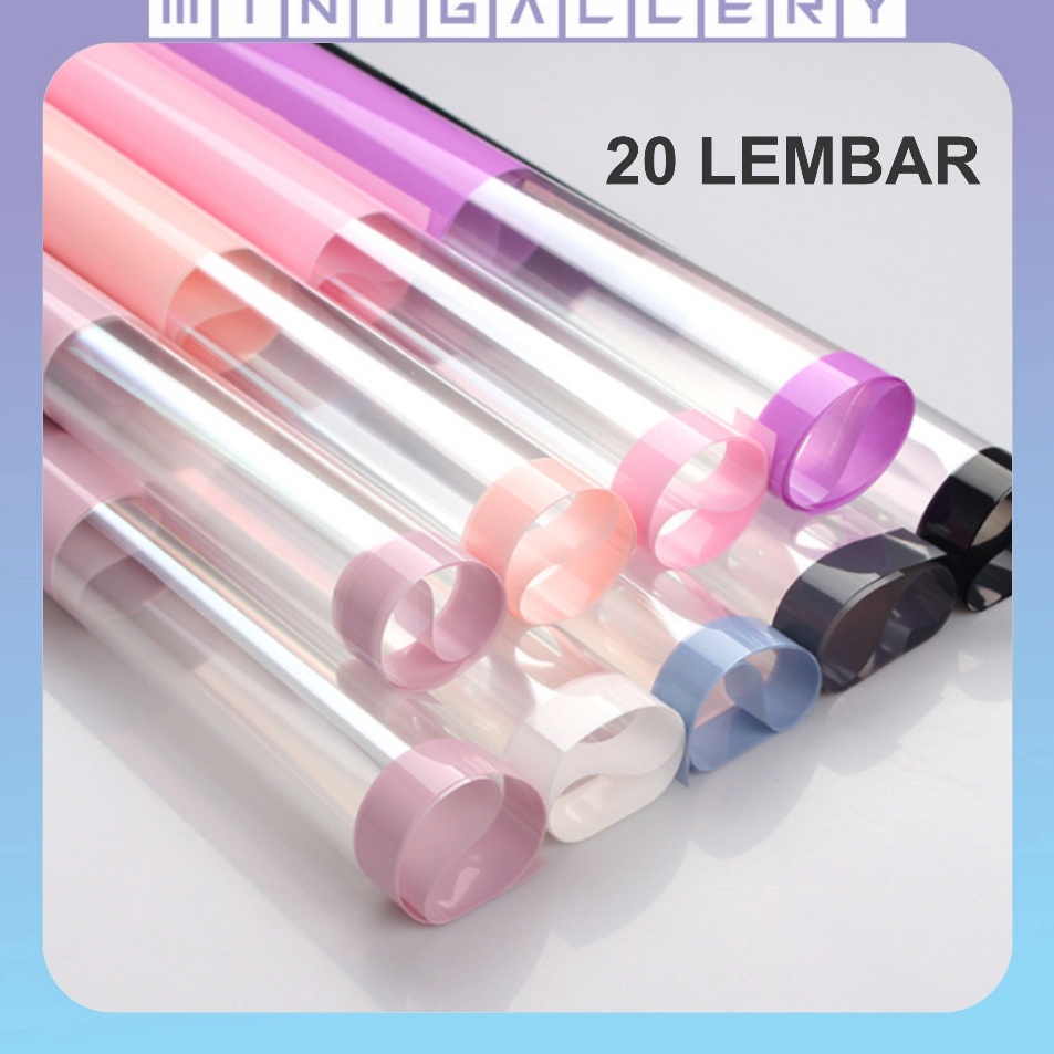 

2 LEMBAR Kes Buket Cellophane Flower Wrapping Paper Color Frame Transparan List Waterproof KB654