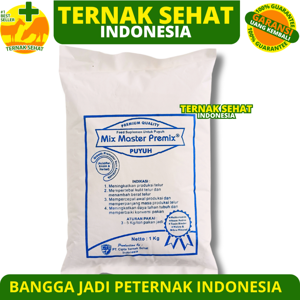 MIX MASTER PREMIX PUYUH PETELUR 1KG - Suplemen Pakan Meningkatkan Produksi Telur & Berat Telur Puyuh