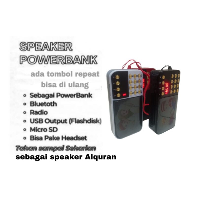 paket travel traveller speaker Alquran power Bank quran murottal 30juz portable terbaru original bag
