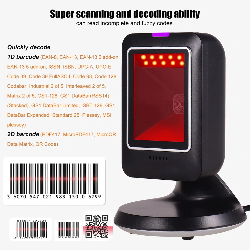 Barcode Scanner 2D QR 1D barcode reader scaner barcode meja duduk scan QR code autoscanning Image Ba