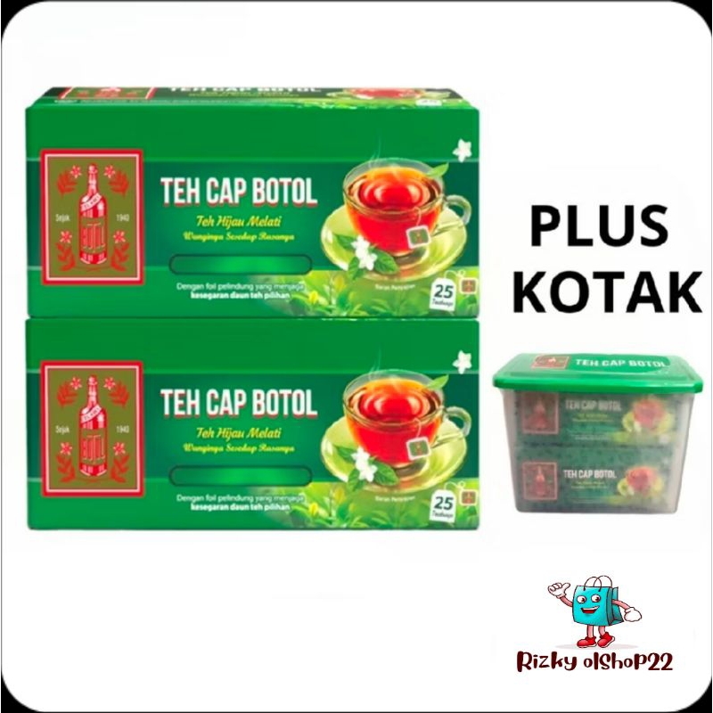 

TEH CAP BOTOL Teh hijau aroma melati isi 25 tea-paket bundling 2 box free kontainer