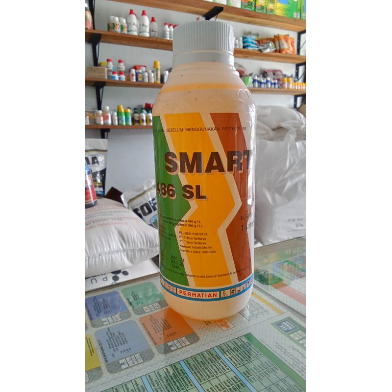 Herbisida SMART 486 SL Racun rumput Glifosat sistemik membasmi gulma sampai ke akar kemasan 1 litet