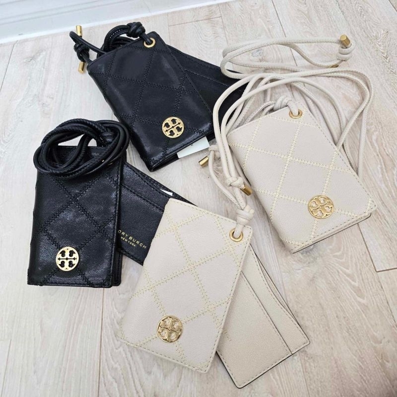 

New Tory Burch willa lanyard black Brie cream