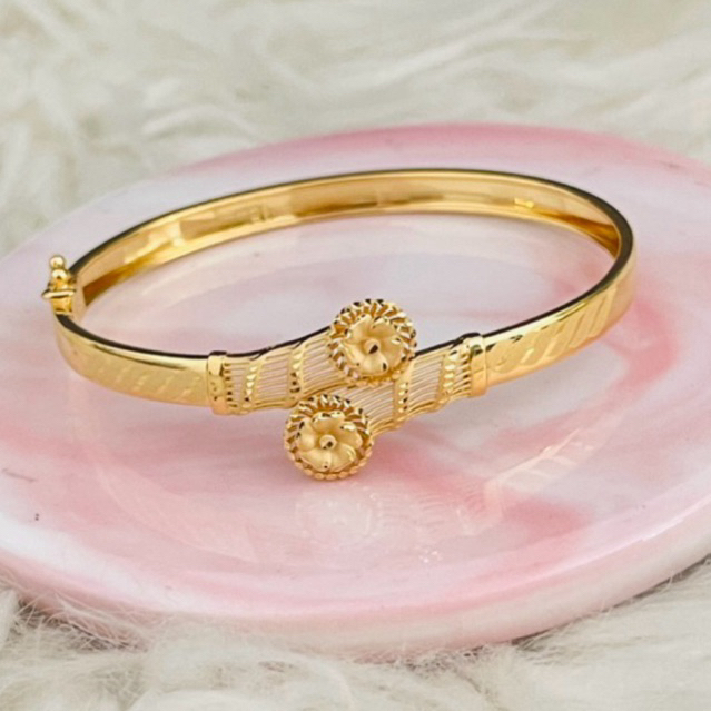 gelang bangle bangkok bunga twist simple elegant emas asli kadar 875