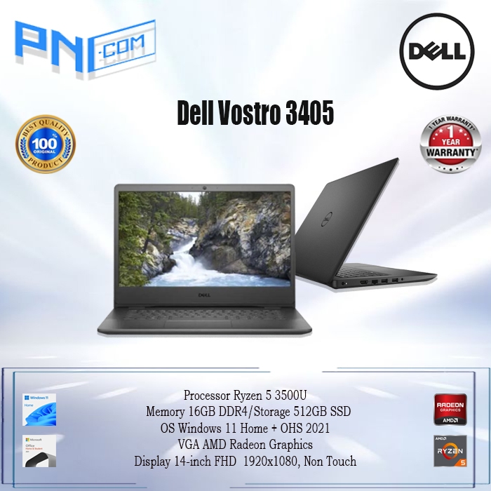 Dell Vostro 3405 Ryzen 5 3500U 16GB 512GB SSD WIN11HSL + OHS 2021 1Yr