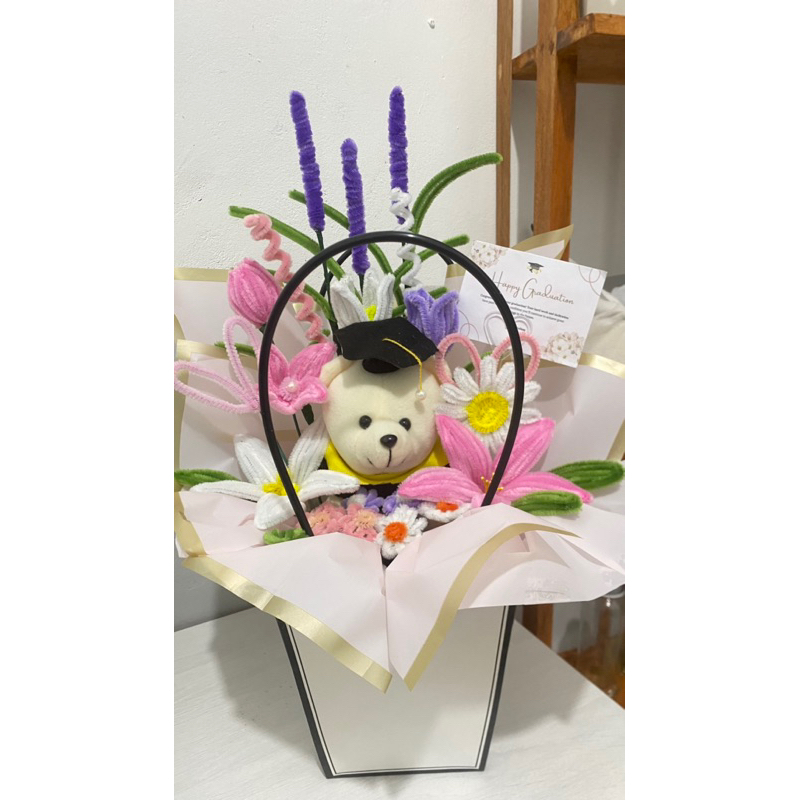 

[PO] Bouquet Bag Pipe Cleaner Buket Paper Bag Kawat bulu Wisuda/Wedding/Kado