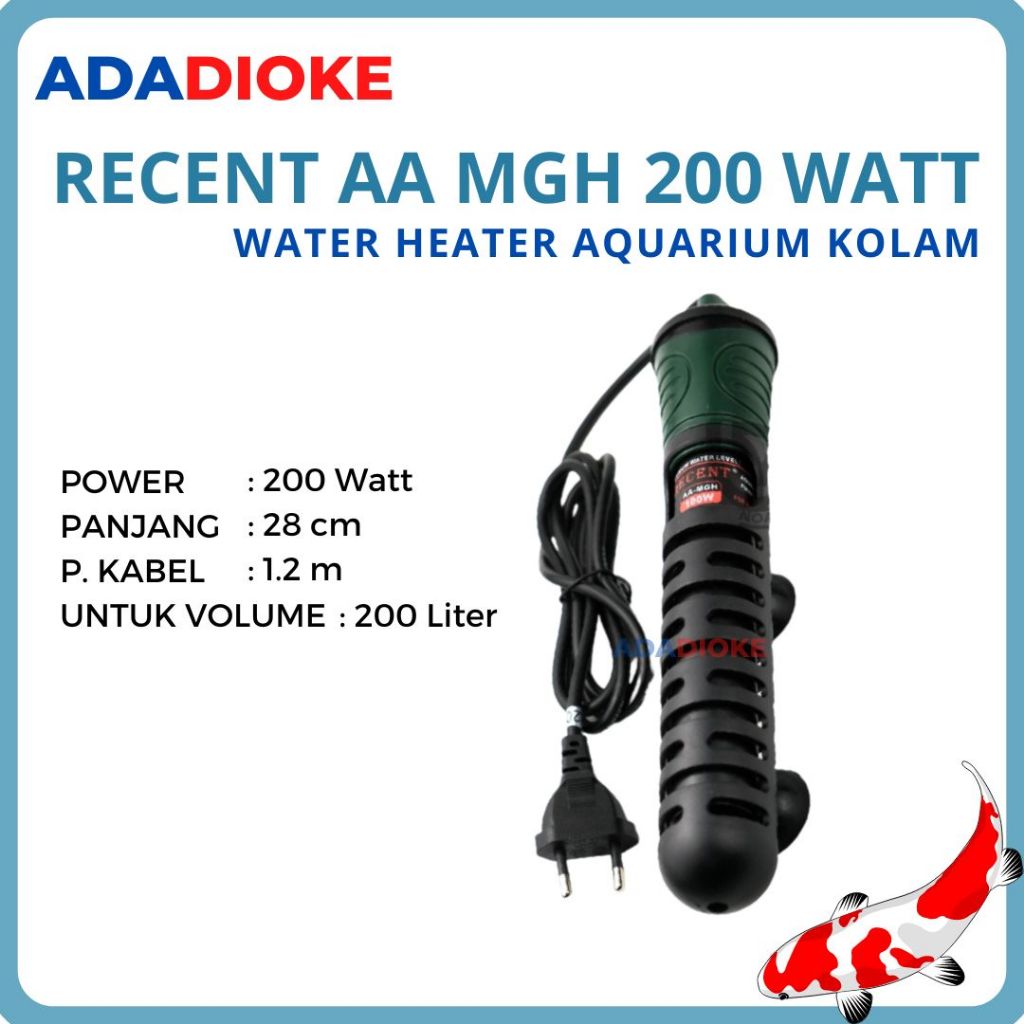 Heater Aquarium Pemanas Air Kolam RECENT AA MGH 200 WATT Water Heater Pemanas Air Kolam