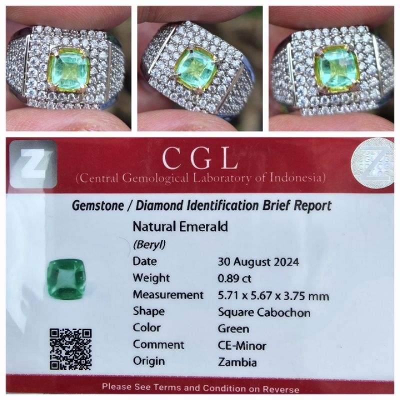 Natural Zamrud Green Emerald Zambia Minor Memo 0.89 crt