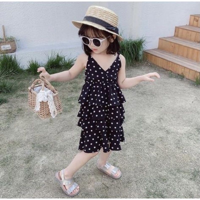 baju anak perempuan dress pantai anak polkadot