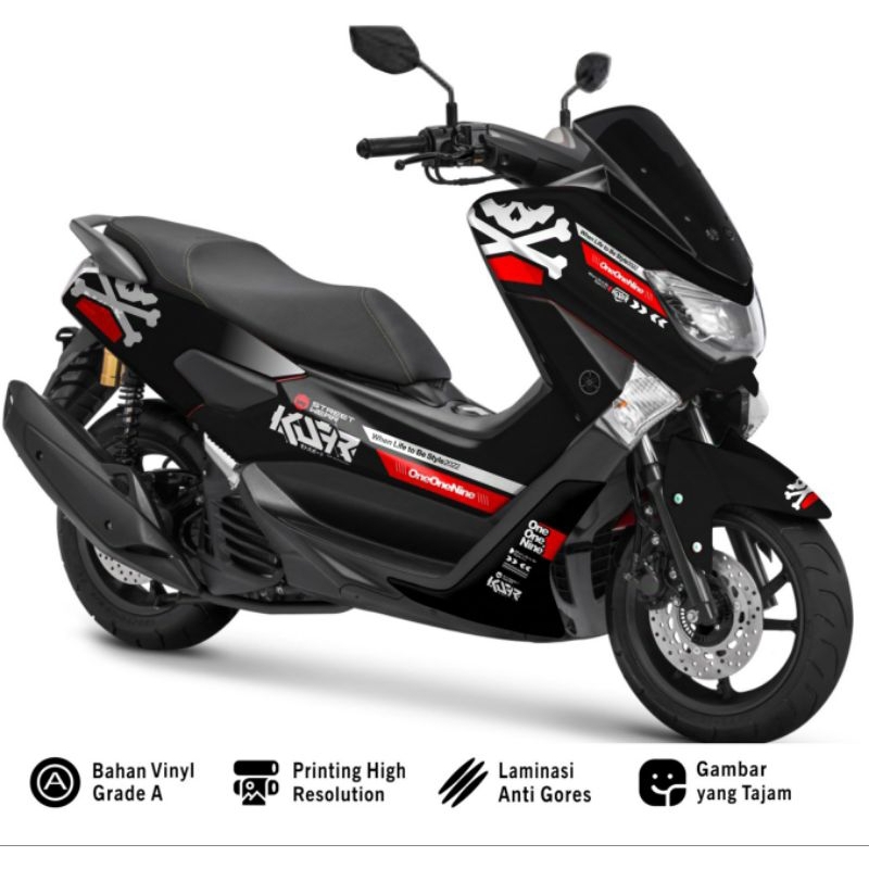 Stiker Decal Nmax Old Full Body Variasi KZR Warna Hitam