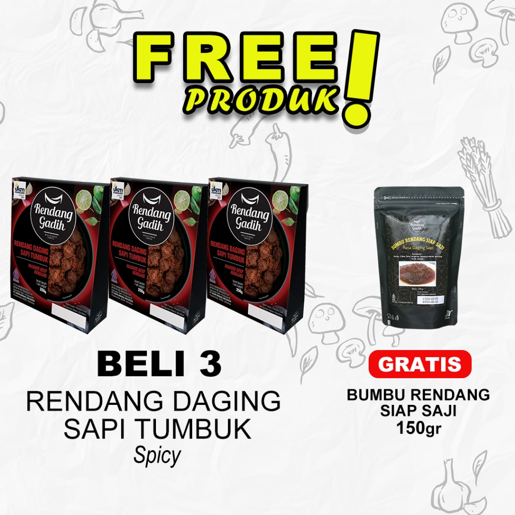 

Rendang Gadih - Paket 3 pcs Rendang Daging Sapi Tumbuk Spicy (Pedas Sedang) @ 250 g