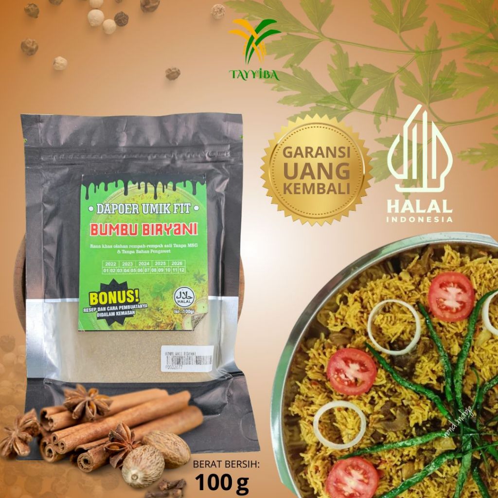 

Bumbu Rempah Briyani 100 gram - Bumbu Instan Nasi Briyani - Bumbu Praktis Briyani Siap Masak