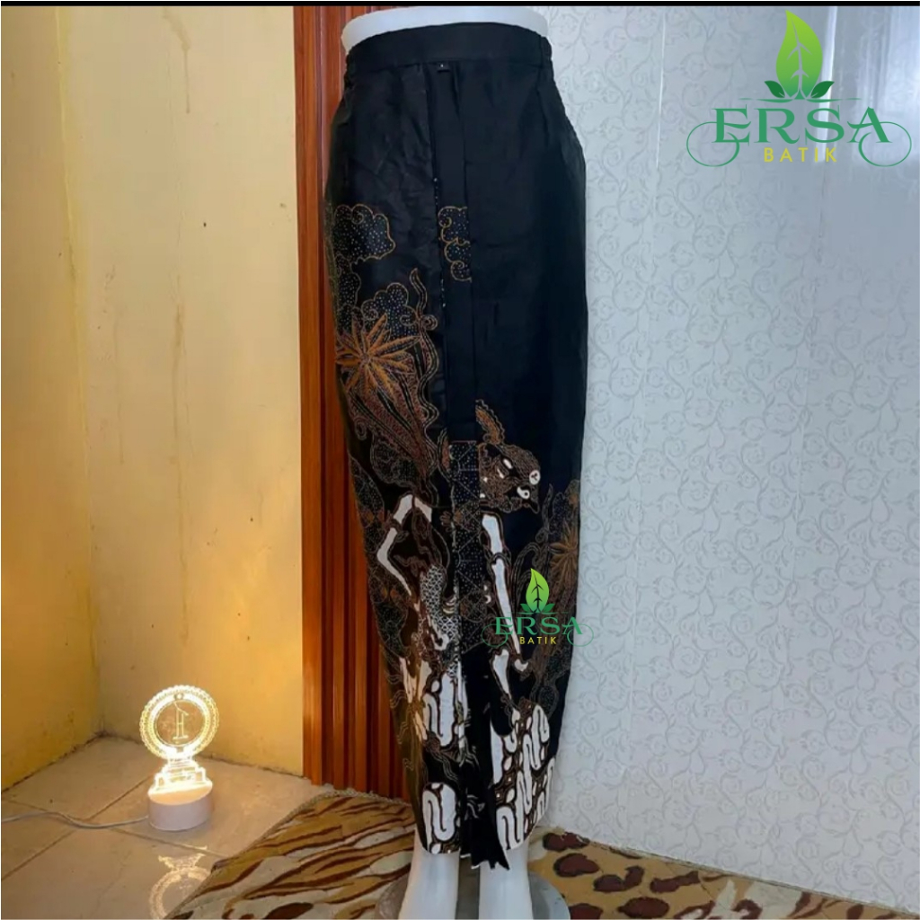 BATIK ERSA - Rok Batik Bawahan Wanita Jarik Wiru Manten Khas Solo Motif WAYANG WULU HITAM