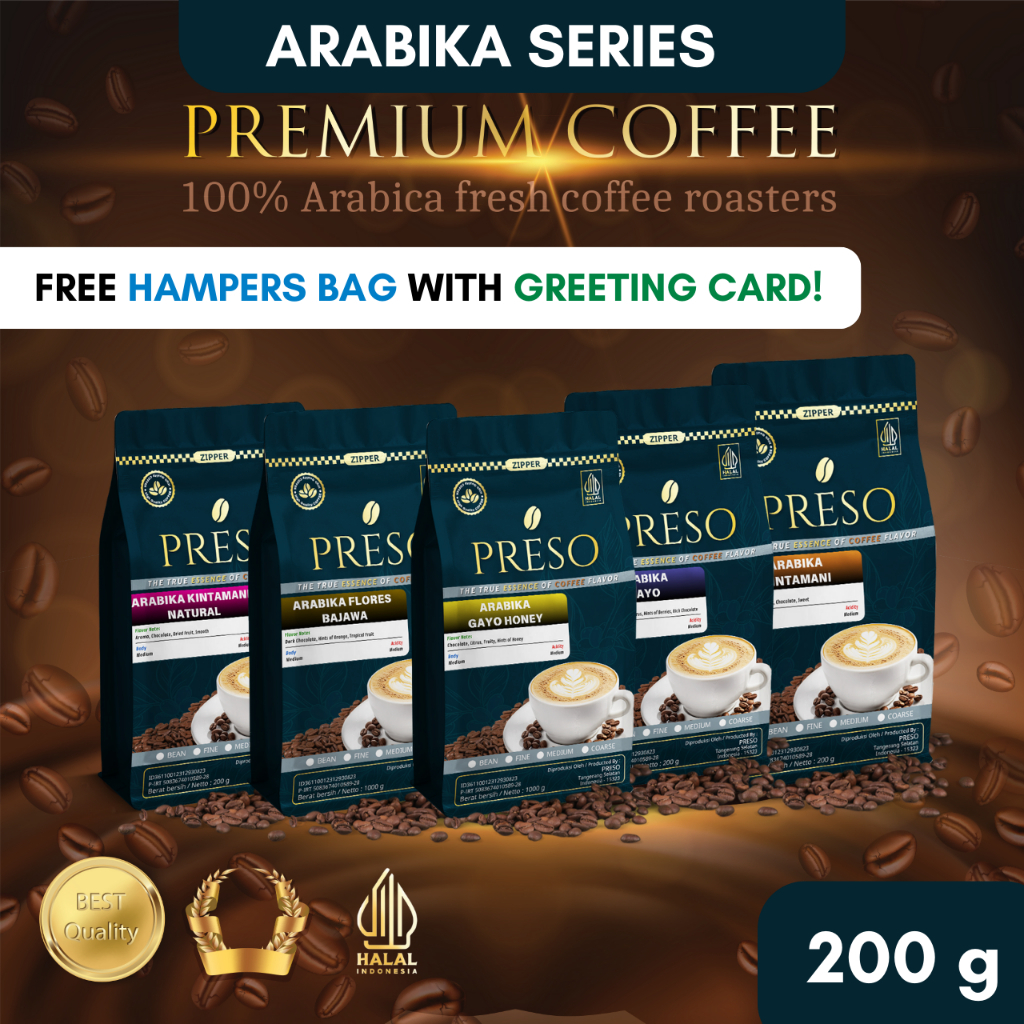 

PRESO Arabika Bundle Series 200 g (Free Hampers Bag + Greeting Card)