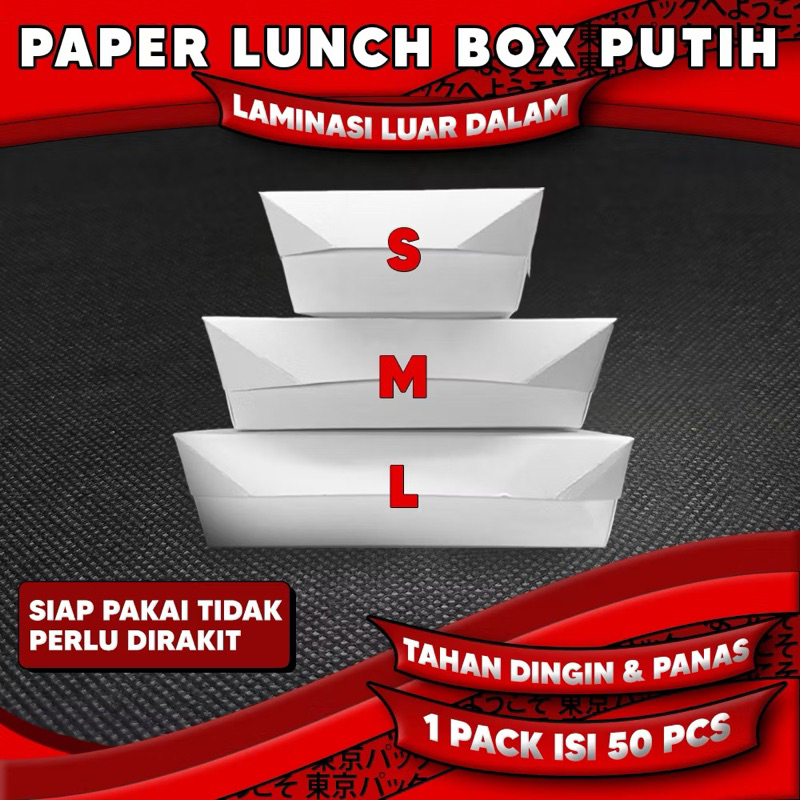 Paper Lunch Box Putih Uk S, M, L - Lunch Box Kertas - Lunch Box Kertas Putih