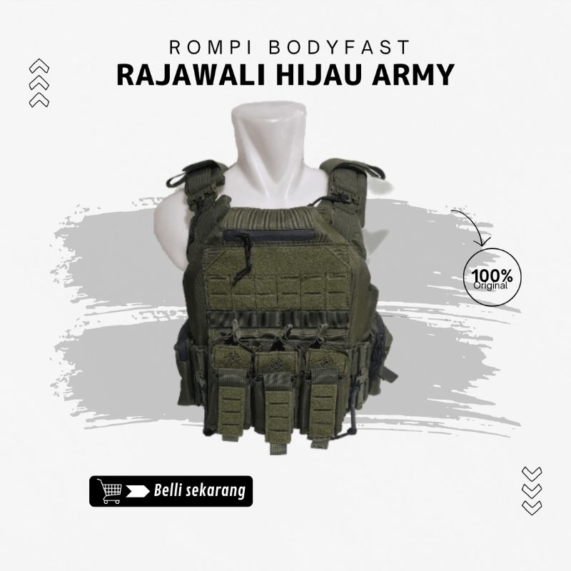 PROMO Rompi Body Vest Rajawali Hijau Army TNI POLISI Double Quick Release - Rompi Anti Peluru - Body