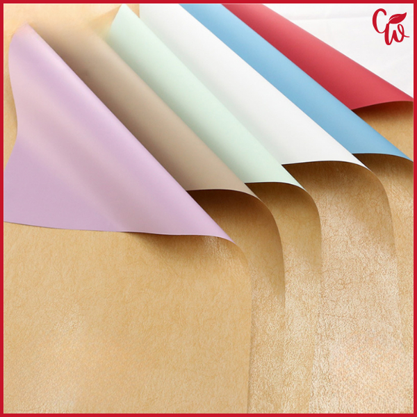 

20 Lembar Flower Wrapping Paper Bi Color Kraft Cellophane Kertas Buket Motif Dua Warna Bunga Florist KB6055