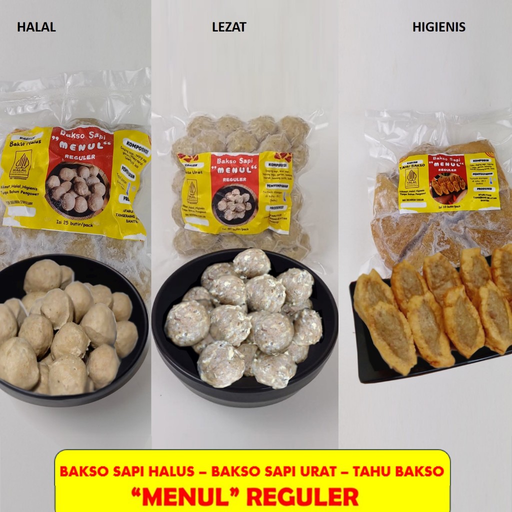 

Bakso Sapi Halus Bakso Urat Tahu Bakso MENUL REGULER Baso Sapi Tanpa Pengawet (khusus NEXT DAY)