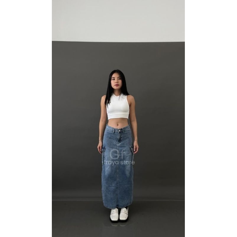 Shane Jeans Cargo, Rok Jeans wanita, jeans Cargo kekinian, Jeans korean style