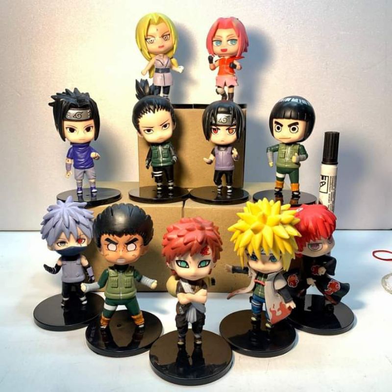 Mainan mini static figureNaruto sasuke rock lee minato tsunade gaara sakura itachi kakashi sasoriTin