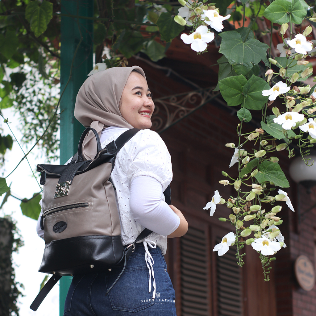Djoen leather ransel wanita kulit sapi asli Laura ransel