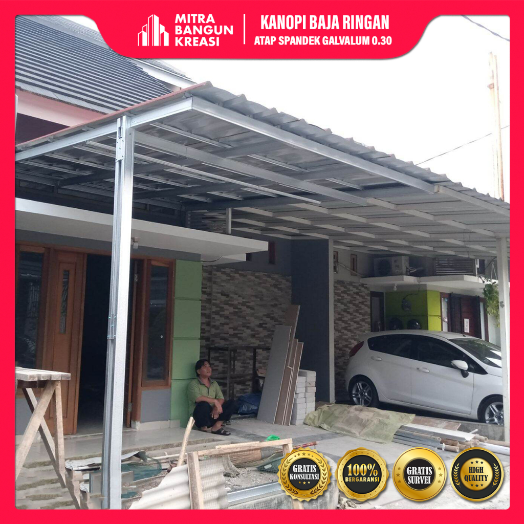 Kanopi Murah Baja Ringan Atap Spandek Galvalum Jogja Bantul Sleman Yogyakarta Prambanan [KR002]
