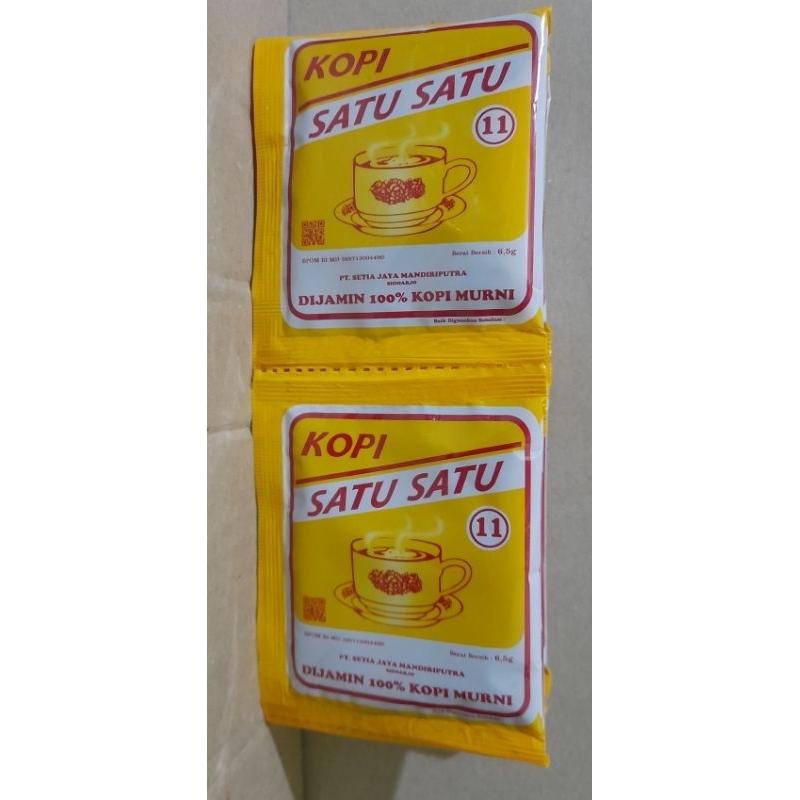 

kopi bubuk murni satu satu (11) renceng isi 10 pcs berat 6.5 gram