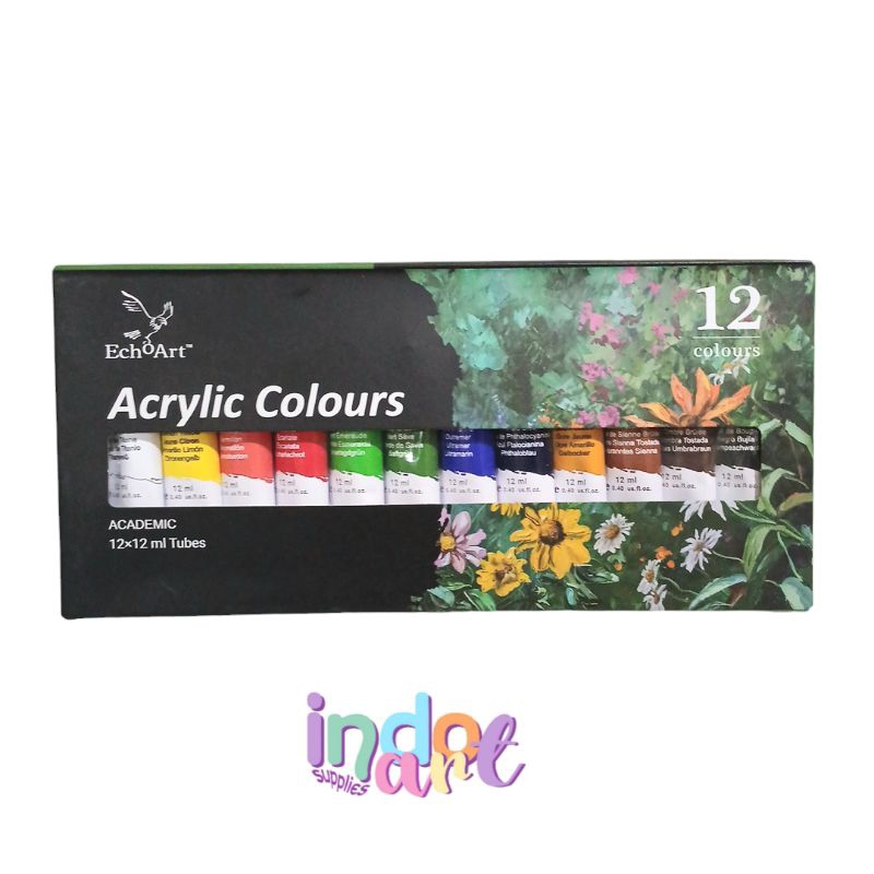 

(IAS) Echo Art Acrylic Colours Paint 12 Colours x 12 ml tubes / Cat Lukis Akrilik