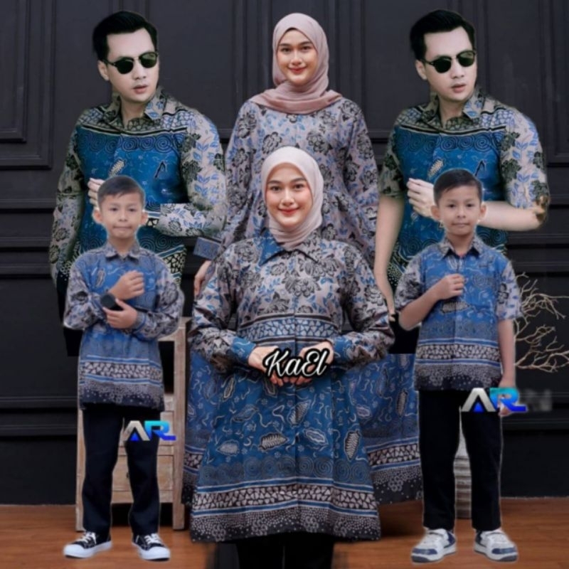 BISA PISAH || Daun Pisang Couple Batik Keluarga Suami Istri Anak Cowok 2-13 Tahun || Sarimbit Batik 